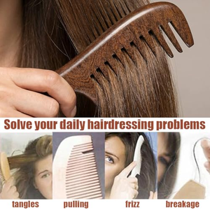 Peigne à cheveux en bois de santal de haute qualité, peigne à cheveux naturel fait à la main, peigne à dents larges antistatique - Product Image 5