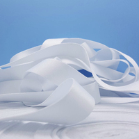 100% Polyester Blanc Longe Tissu Ruban Plaine En Vrac Sublimation avec Logo Tissé et Crochet Accessoires Usine En Gros