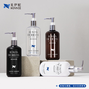 Black Round Shoulder PET Plastic Lotion <b>Pump</b> <b>Bottle</b> 500ml For Shampoo Shower Gel Body Lotion Daily Care - Product Image 3