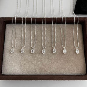 Collier pendentif et boucles d'oreilles Wenchi S925 en argent sterling plaqué platine, avec perle grise ovale entièrement sertie de diamants, style Tahiti, pour femme - Product Image 3