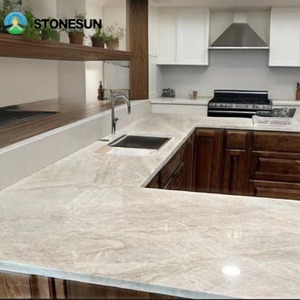 StoneSun Taj Mahal кварцит натуральный бежевый белый кварцитовый камень TajMahal мрамор для дизайна столешниц - Product Image 2