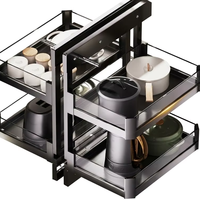 UZIA-CO Panier coulissant d'angle pour armoire de cuisine, Organisateur d'angle magique, Étagère de rangement pour armoire d'angle coudée pour cuisine et maison