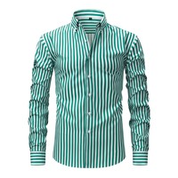 Chemise à manches longues pour homme OEM ODM, col à revers, extensible dans quatre directions, imprimé numérique, rayée, boutonnée, pour un usage quotidien décontracté, t-shirts pour homme