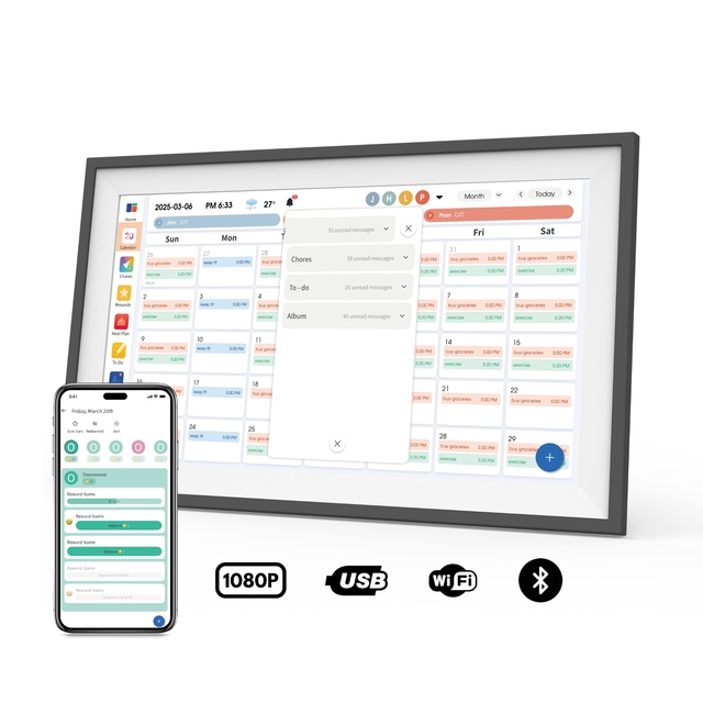 15.6 Inch Touch Screen Smart Digital Calendar Display Allwinner A523 Android 14 4+64GB Interactive Desktop Video Playback