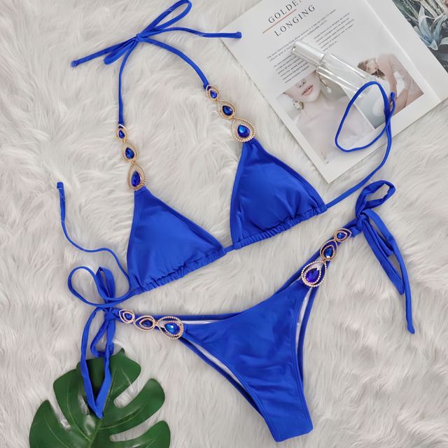 2025 Luxury Beautiful String Sexy Bikini Crystal Diamond Bikini