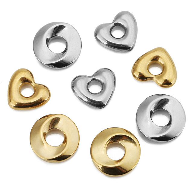 Mobius Ring & Heart Charm Pendant | PVD Gold Plated Stainless Steel Twisted Smooth Connector for DIY Bracelet Necklace Jewelry