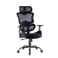 Chaise de bureau ergonomique moderne JR RACING en maille noire, réglable en hauteur, pivotante, tissu de haute qualité, accoudoirs 3D, appui-tête