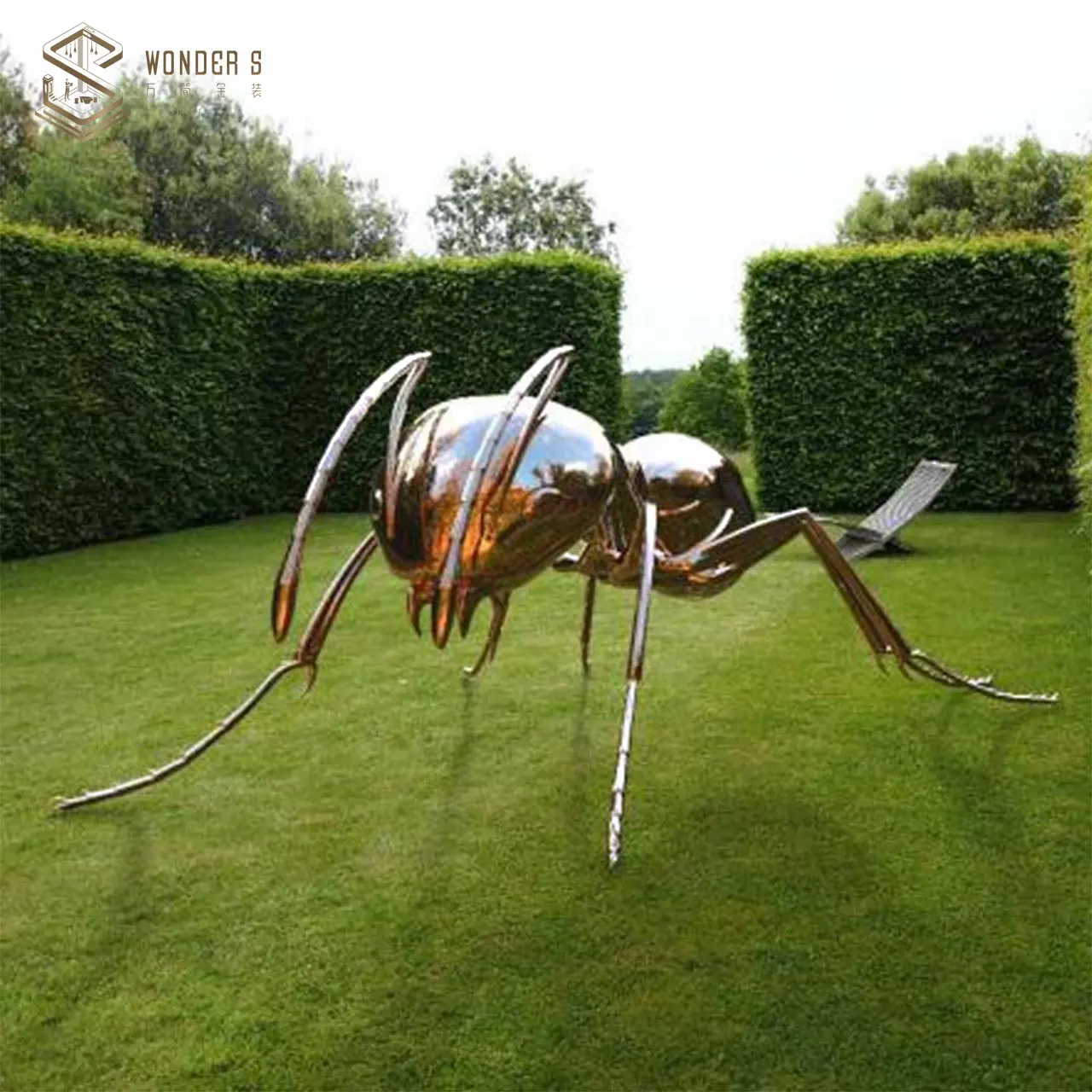 Metal art Giant Ant Sculpture for outside stainless steel Park decoration