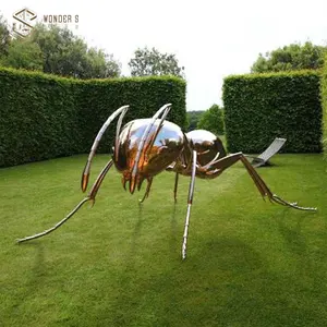 Metal Art Giant Ant Sculpture For Outside Stainless Steel Park Decoration