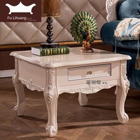 Table d'angle carrée de style européen pour le salon de la villa Table d'appoint de canapé réglable pour petit appartement blanc