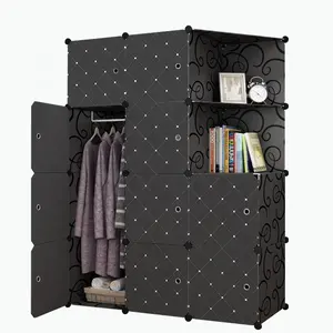 Portable plastic armoir 10 door modular organizer wardrobe with corner easy to assemble