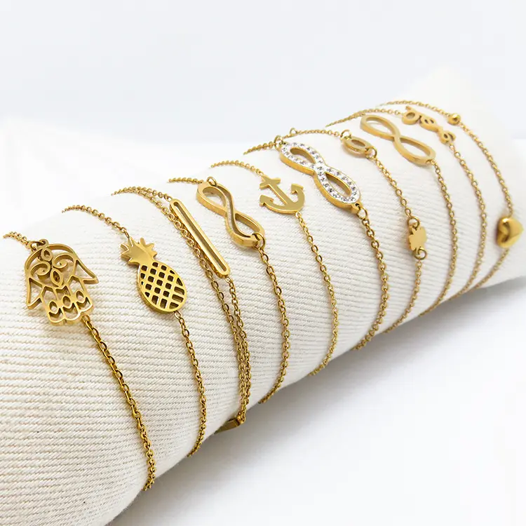 Fabricant de bijoux variété minimaliste bracelets porte-bonheur femmes or bracelet en acier inoxydable bijoux bracelets de mode bijoux