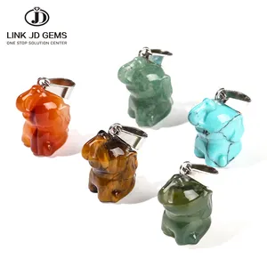 JD Piedra Preciosa Natural Cuarzo Jade Aventurina Ágata Turquesa Piedra Animal Elefante Forma Suelta Encanto Colgante Para Je