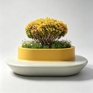 GRC Landscape Furnishings With Planter Custom Combined Planter <b>Bench</b> Durable Unique Public Stool for City Open Plazas - Product Image 2