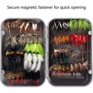 Cao cấp 64-Piece Fly câu cá các loại ruồi kit bao gồm khô ướt ruồi nymphs streamers terrestrials đỉa cho Pike kim loại - Product Image 5