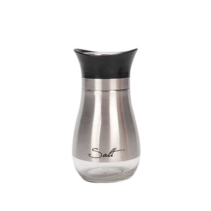Cute Salt and Pepper Stainless Steel Glass Bottom Spice Dispenser Sea Salt Sugar Refillable Pepper Seasoning Cans - Product Image 6