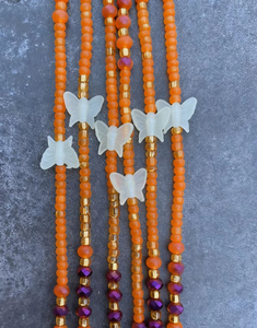 50 इंच का सोना और बैंगनी क्रिस्टल कमर अंधेरे तितली डिजाइन महिलाओं के लिए फैशन बेली चेन में चमक के साथ - Product Image 5