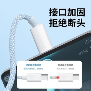 Câble tressé en nylon Type C vers Type C 1M 2M Charge rapide pour transfert de données de téléphone portable Bleu Vert Gris Violet Rose - Product Image 3
