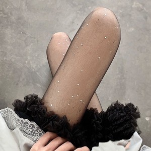 Collant Neri Sexy 15 Denier Taglia Unica Personalizzabile, Motivo Solido, Sottili, Luccicanti, Trasparenti, Senza Cuciture, Lavorati a Maglia, Traspiranti, al Ginocchio - Product Image 6