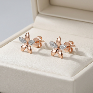 Tremendous Quality Minimalist Handmade Manufacturer Export Fine Jewelry Real Natural Diamonds 18K Solid Rose Gold <b>Stud</b> <b>Earrings</b> - Product Image 4