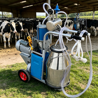 Une seule personne est nécessaire pour utiliser la machine à traire les vaches, équipement de traie à double seau avec pompe à vide.