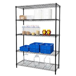 Conception flexible et réglable, étagère en fil métallique à 5 niveaux, revêtement en poudre noire, étagère en fil d'acier pour une utilisation polyvalente, rangement - Product Image 1