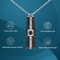 Mini lampe torche collier 28g rechargeable Type-C, lampe torche LED de poche EDC 120LM en aluminium, lampe porte-clés avec chaîne pour le camping