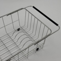 Égouttoir à vaisselle carré moderne en acier inoxydable 304, sur pied, pour évier, avec support réglable pour fruits et légumes