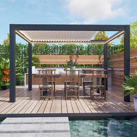 Pergola en aluminium sur mesure avec toit rétractable et auvent pour jardin, pavillon, terrasse, espace extérieur