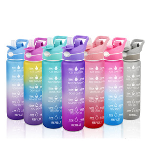 Bouteille d'eau sport à pulvérisation 1000 ml sans BPA 100 % Tritan vierge paroi extra-épaisse sans éclatement résiste au test de chute de 1 m couleur dégradée - Product Image 6