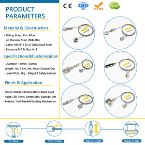 Système de suspension de câbles pour plafond, support de câble métallique robuste, kit de suspension de câbles pour l'accrochage d'images en galerie d'art - Product Image 3