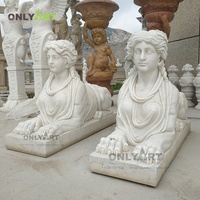 Conception d'usine Onlyart et sculpture sur mesure célèbre parc de jardin antique en marbre de pierre blanche Sphinx égyptien