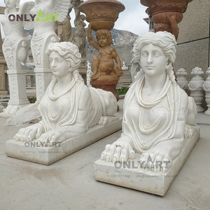 Onlyart diseño de fábrica y por encargo famoso antiguo jardín Parque piedra blanca mármol egipcio <span class=keywords><strong>esfinge</strong></span> escultura - Product Image 2
