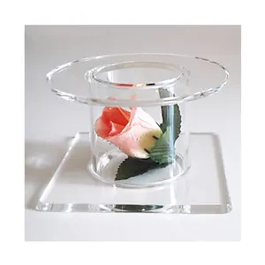 Standar Meja Kue Pernikahan Mini, Akrilik Tunggal Pemisah Kue Akrilik Bening Mini Berdiri dengan Tabung Bunga