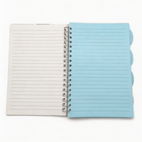 Cahier spirale A5 simple avec 4 séparateurs en PP, couverture en polypropylène, 105 pages lignées, cahier scolaire pour étudiants et enfants