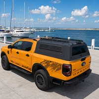 Couverture de benne rigide en acier au manganèse sur mesure pour Ford Ranger/Everest, sans fenêtre coulissante, avec décoration de becquet arrière, installation sans perçage