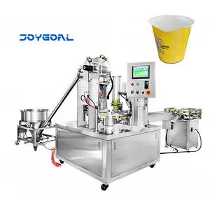 Full Automatic Yogurt Pudding Jelly Ice Cream Cup Filling Sealing Labeling Packing Machine