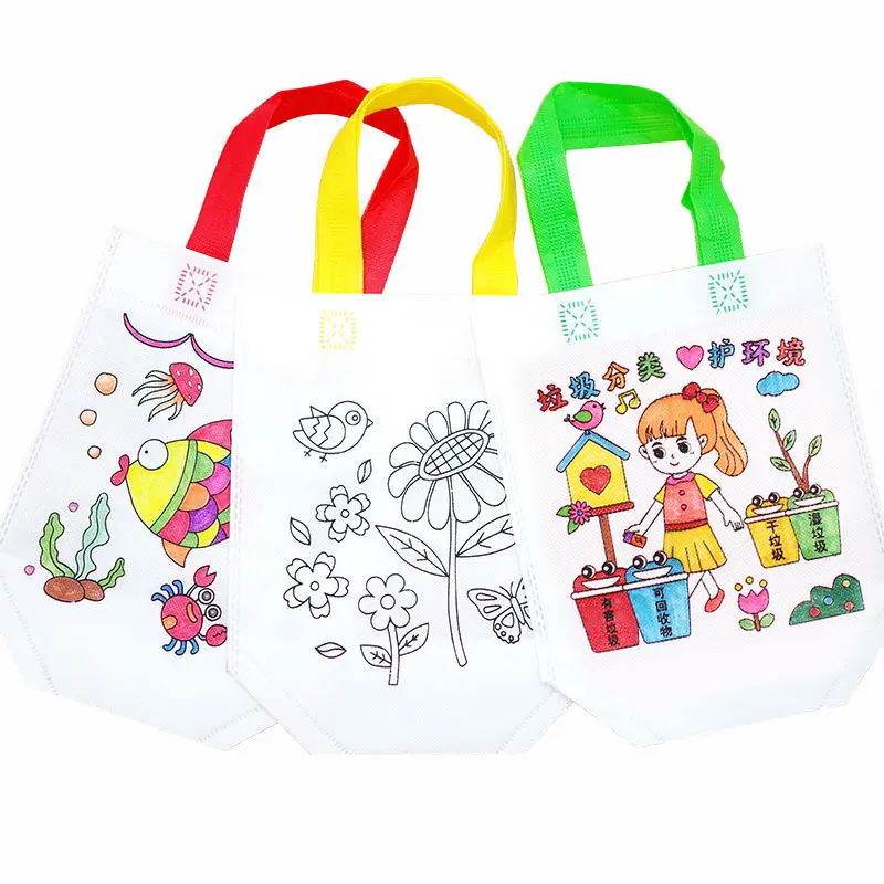 Bolsas para colorear para niños, Kits de pintura fácil por números, manualidades artesanales, bolsa no tejida, bolsa de Stock con 6 lápices de colores