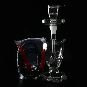 New Design LED GLASS Skull HOOKAH Shisha Set Narguile Smoke Chicha Luggage Packing Or Foam Packaging