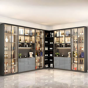 <span class=keywords><strong>Mobile</strong></span> Bar Angolare Moderno <span class=keywords><strong>per</strong></span> Soggiorno e <span class=keywords><strong>Sala</strong></span> da Pranzo, Vetrina Espositiva in Legno con Anta in Vetro <span class=keywords><strong>per</strong></span> Stoccaggio Caffè, Bevande e Vino - Product Image 1