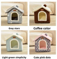 Nid pour animaux de compagnie pliable de luxe, amovible, lavable, rembourrage en cachemire, respirant, lit pour chat et chien, petite grotte pour chien, canapé, utilisation toute saison