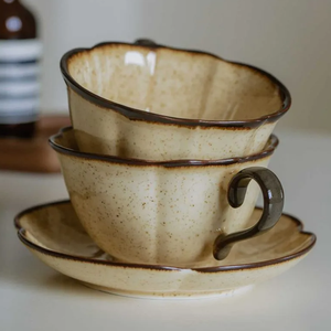 Ceramic Afternoon <b>Tea</b> <b>Cup</b> and <b>Saucer</b> Set Lace Shape Home Cafe Office Teaware Coffee Mug with Handle Novel Gift 240ml - Product Image 4