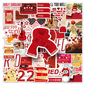 Pegatinas 50 piezas estrella europea y americana cantante <span class=keywords><strong>Taylor</strong></span> <span class=keywords><strong>álbum</strong></span> rojo impermeable decorativo portátil teléfono móvil pegatina estética - Product Image 1