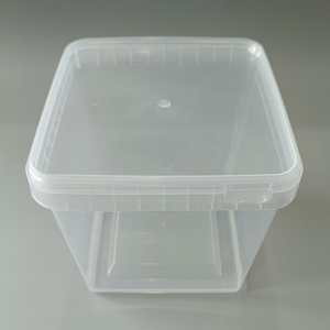 Bán Buôn Biểu Tượng Tùy Chỉnh Thiết Kế Dùng Một Lần 2.5 L Quảng Trường Trong Suốt Nhựa Xô Rõ Ràng Nhựa Bồn Có Nắp Đậy - Product Image 2