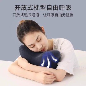 Almohada de espuma viscoelástica para siesta, oblonga, firmeza media, portátil, para dormir en el escritorio, para estudiantes y adultos - Product Image 2