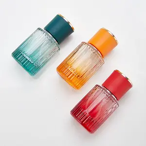 Wholesale Price Perfume Bottle 30ml Gradient Design Color Glass Bottle Cap Lid Glass Bottles Cylindrical For Perfume