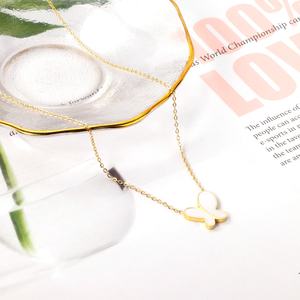 Colliers papillon en acier inoxydable à la mode pour femmes, bijoux plaqués or, colliers en coquillages - Product Image 6