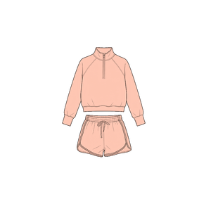Set Sportivo Scolastico per Ragazze, Felpa con Mezza Zip in Misto <span class=keywords><strong>Cotone</strong></span>, <span class=keywords><strong>Pantaloncini</strong></span> con Tasche, Abbigliamento Casual per Bambine, Fornitura per Ordini all'Ingrosso - Product Image 3