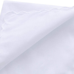 Pañuelos cuadrados bordados personalizados al por mayor, pañuelos de algodón de los años 60, <span class=keywords><strong>pañuelo</strong></span> de algodón puro con borde festoneado para mujer - Product Image 3