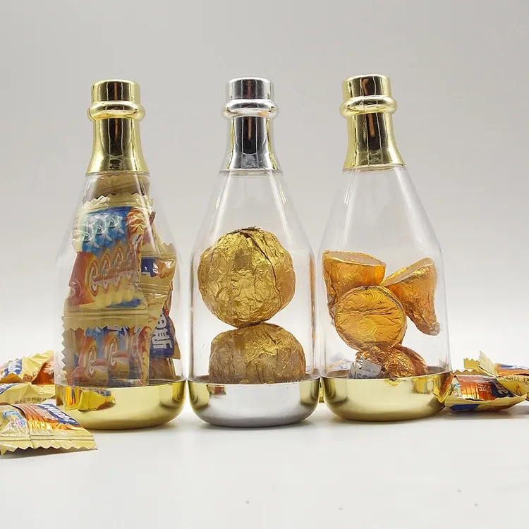 Mini botella de champán de simulación de grado alimenticio de plástico, caja de dulces personalizada para Baby Shower, caja de dulces para fiesta de cumpleaños